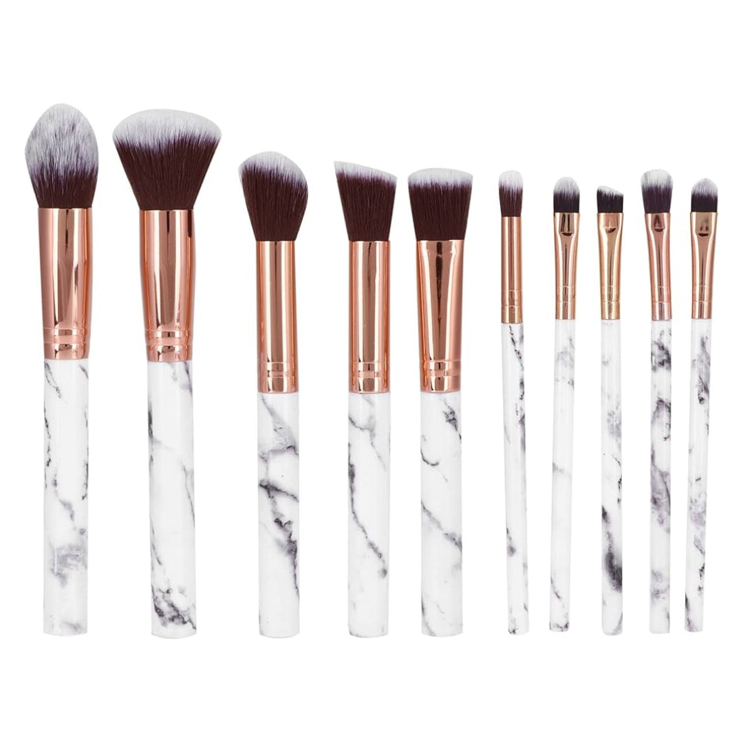 10 Pcs Marble Makeup Brush Set – Professional Soft Bristles for Flawless Makeup Smarty Ways