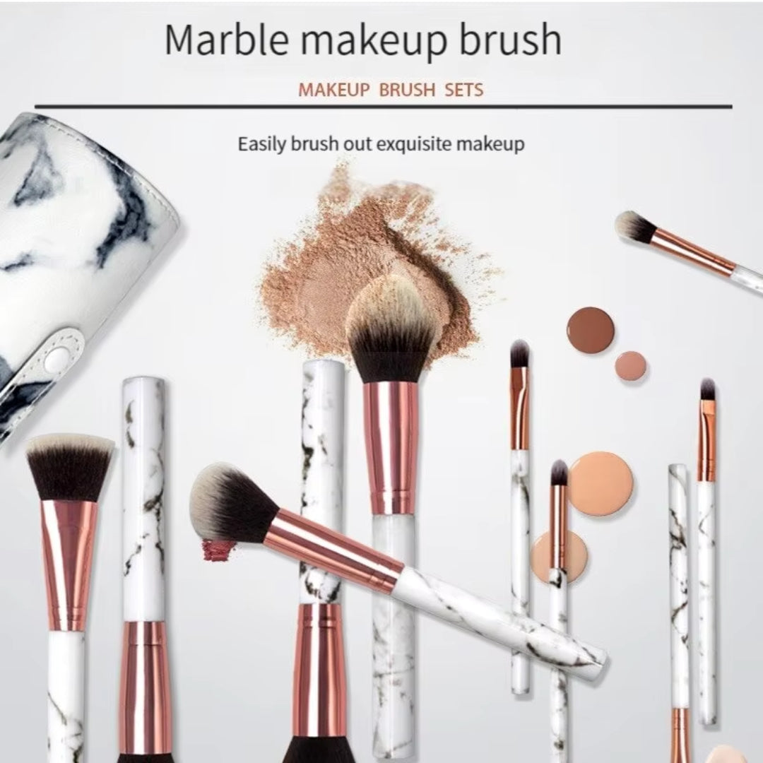 10 Pcs Marble Makeup Brush Set – Professional Soft Bristles for Flawless Makeup Smarty Ways