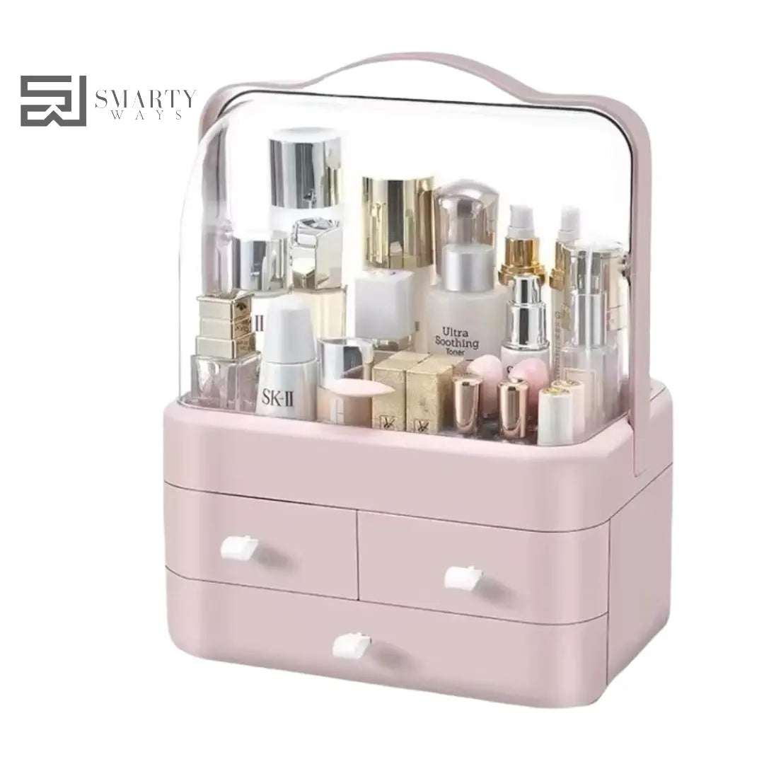 Spacious Skincare and Makeup Storage Box – Dustproof Beauty Organizer in White
