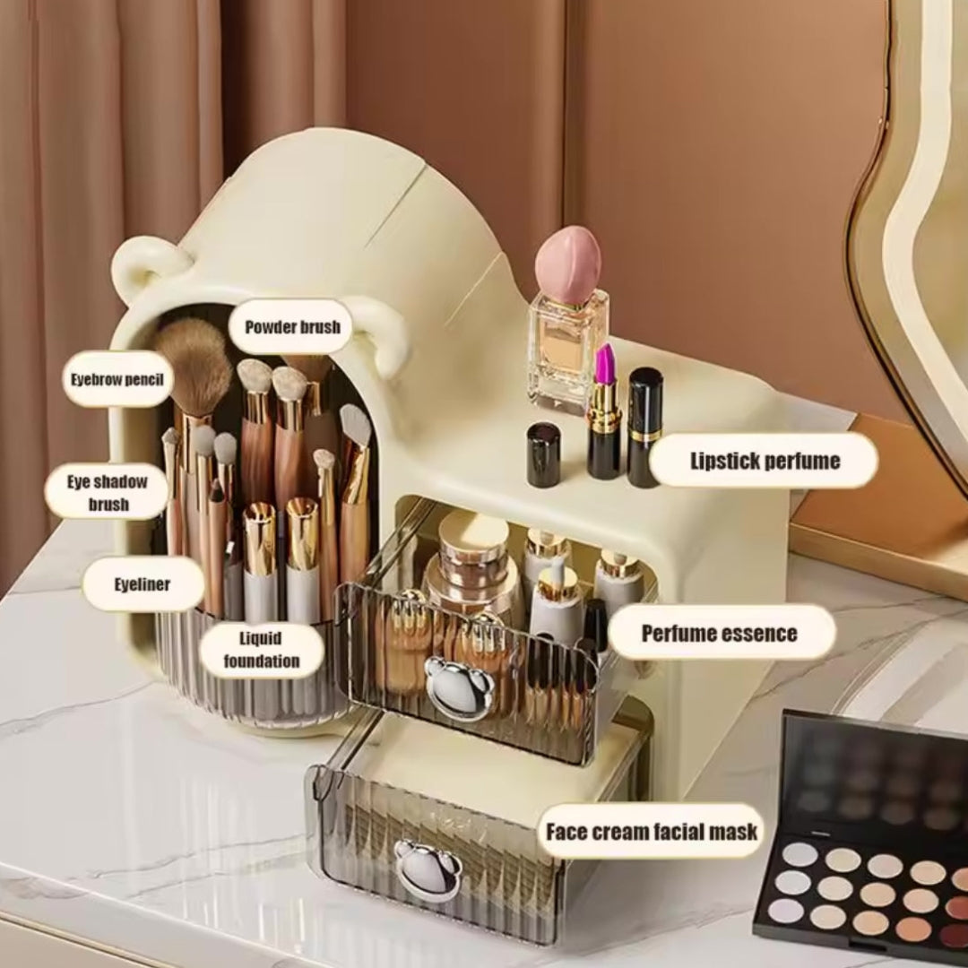 Rotating Organizer with Drawers in Pakistan – Stylish Makeup & Skincare Storage Box | smartyways.pk