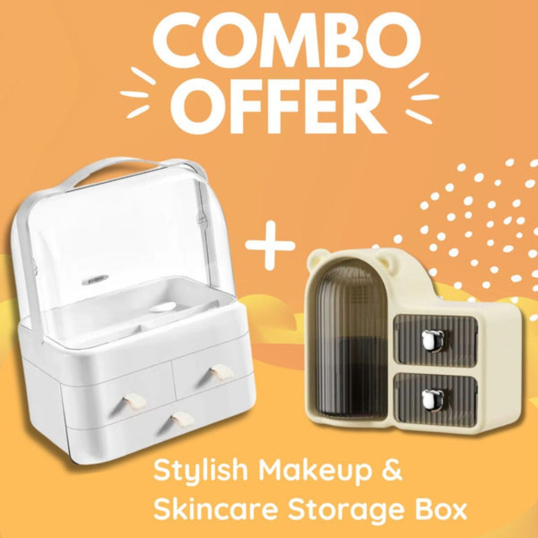 Stylish Makeup & Skincare Storage Box Combo – Best Organizer Deal in Pakistan | smartyways.pk