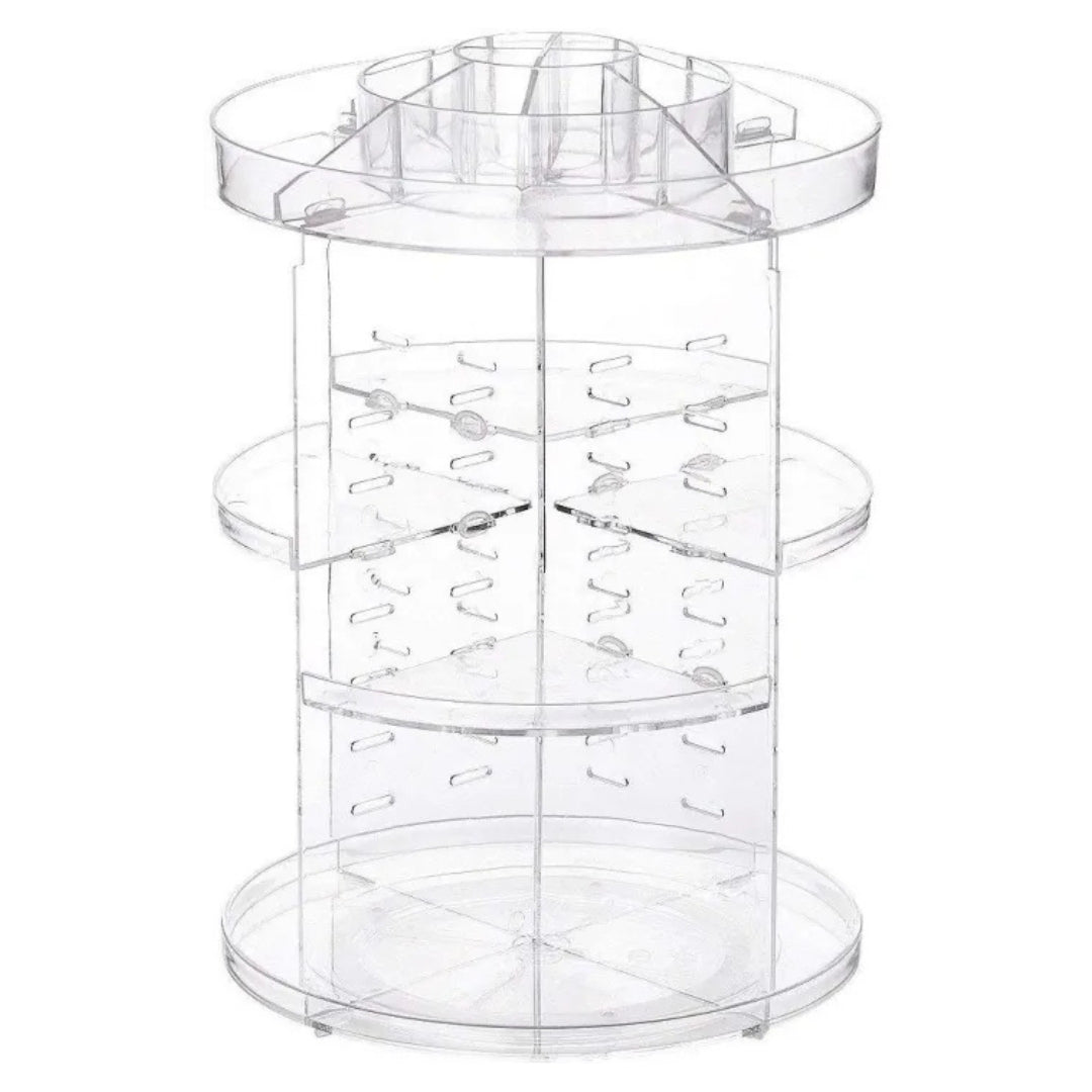 Transparent Rotating Makeup Organizer – 360° Clear Cosmetic Storage Stand