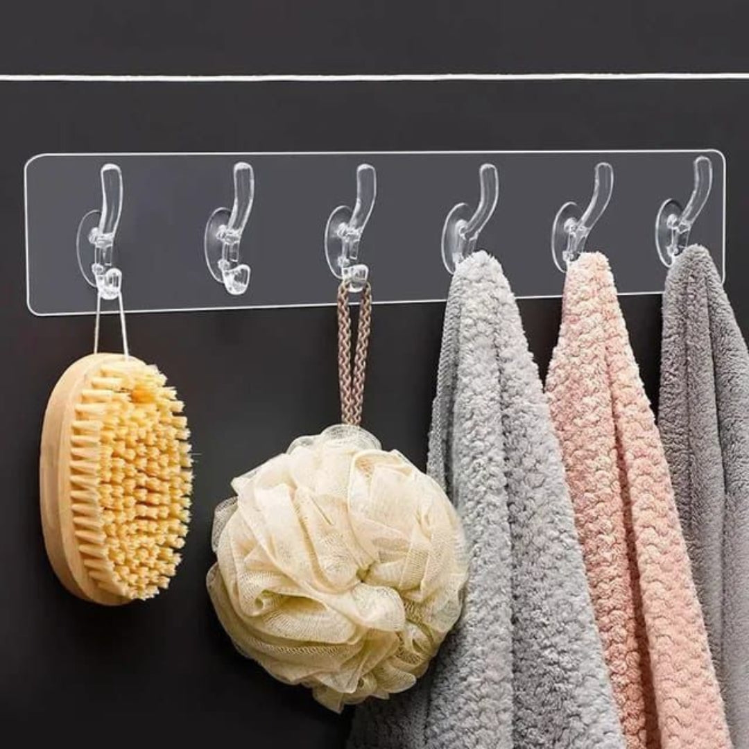 Plastic Adhesive Wall Hooks Sticker - Six Hooks Smarty Ways