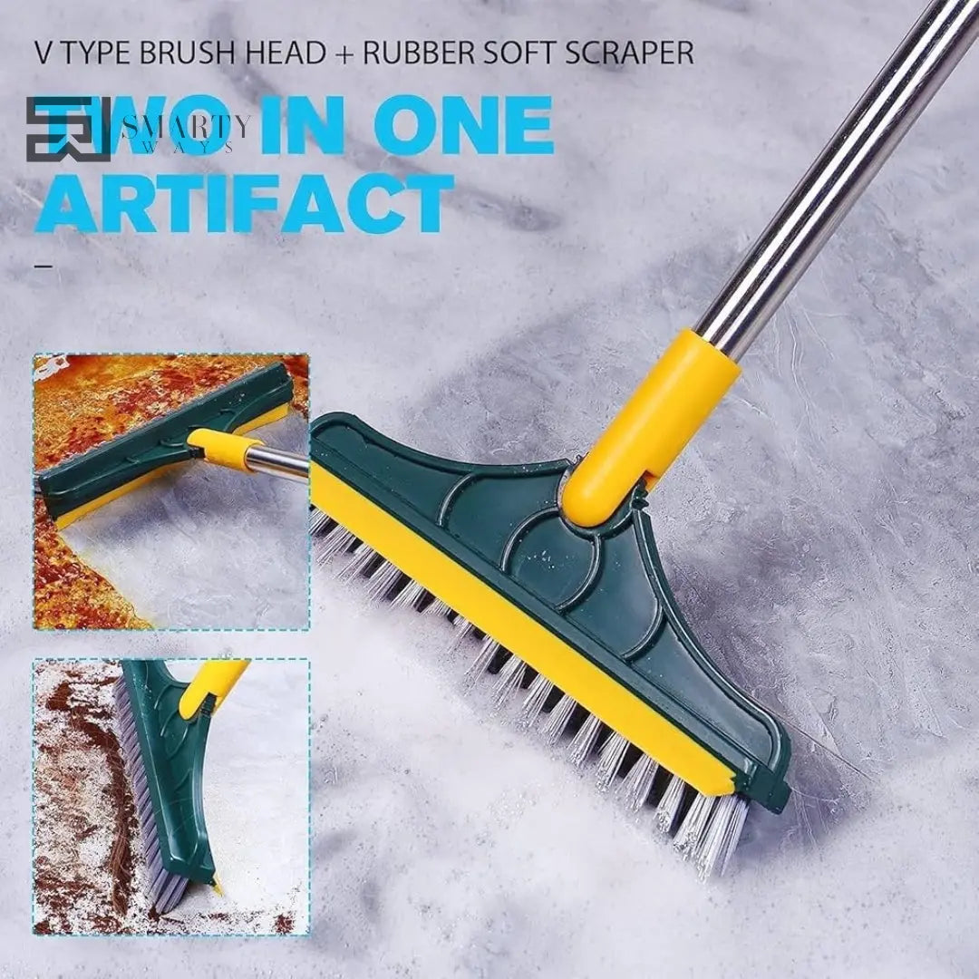 2-in-1 Floor Scrub Brush with Rubber Squeegee Smarty Ways