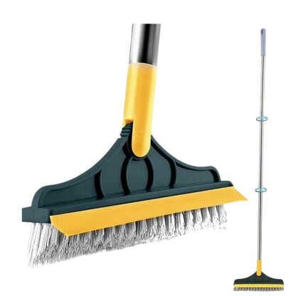 2-in-1 Floor Scrub Brush with Rubber Squeegee