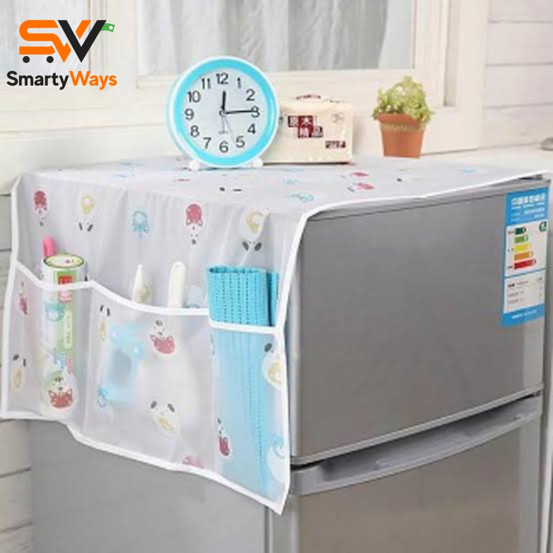 Fridge Top Cover with Pockets – Waterproof & Decorative