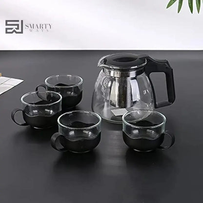 Glass Infuser Kettle 950ml with 4 Cups | Tea & Coffee Maker SmartyWays