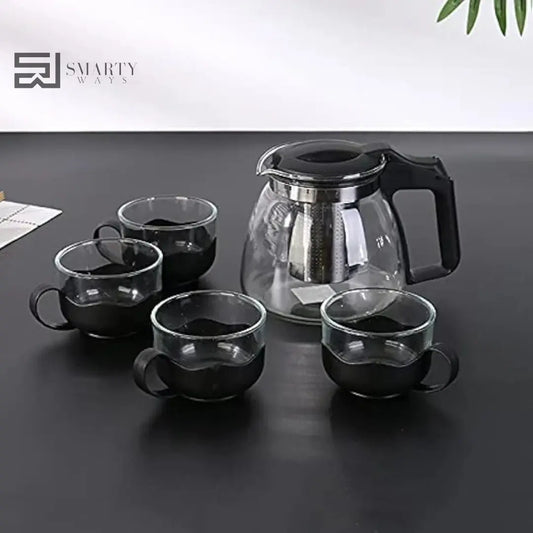 Glass Infuser Kettle 950ml with 4 Cups | Tea & Coffee Maker SmartyWays