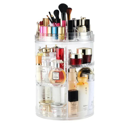 Transparent Rotating Makeup Organizer – 360° Clear Cosmetic Storage Stand