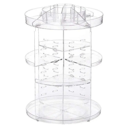 Transparent Rotating Makeup Organizer – 360° Clear Cosmetic Storage Stand