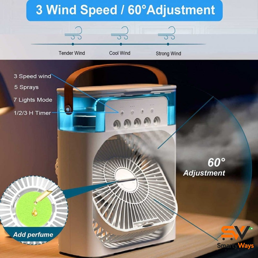 ❄️ Mini Cooler Fan – Portable Ice Air Fan with 3-Speed Cooling