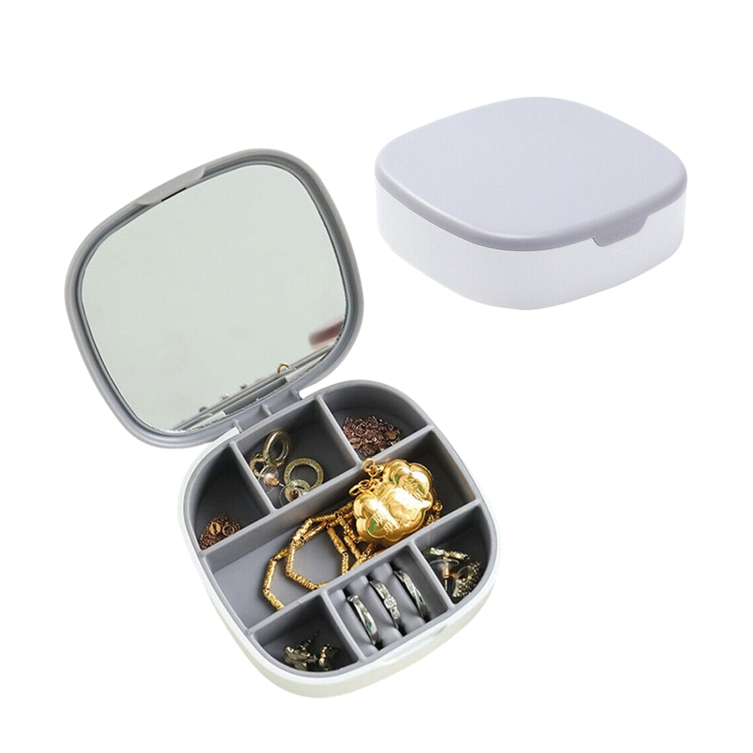 Portable Mirror Jewelry Organizer Box