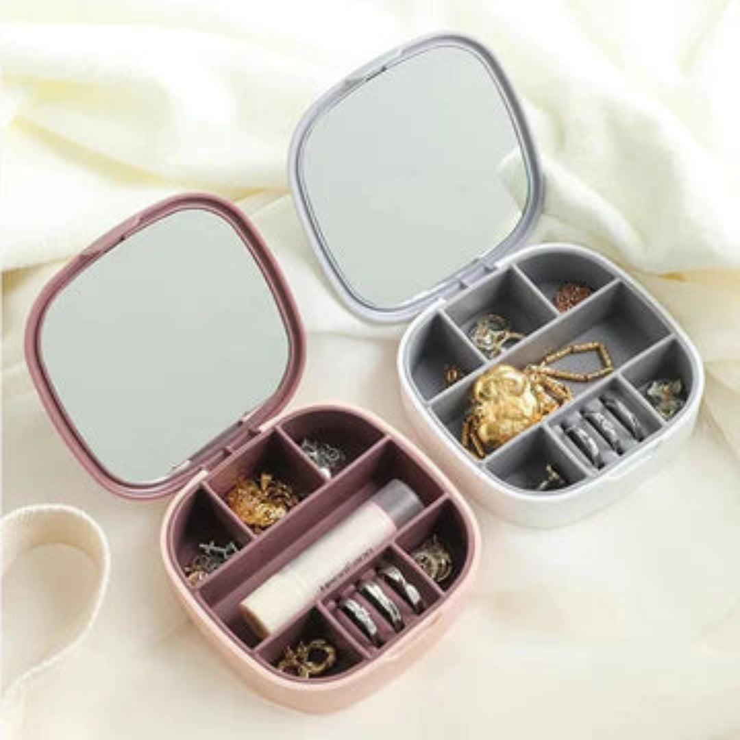 Portable Mirror Jewelry Organizer Box