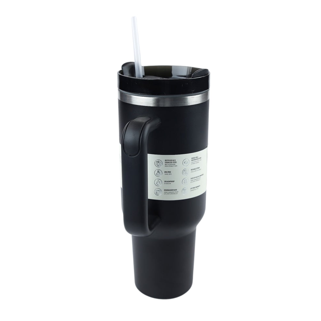 Stanley Quencher H2.0 Flowstate Tumbler – 40 oz (1.2L) | Premium Batch - Pure Black
