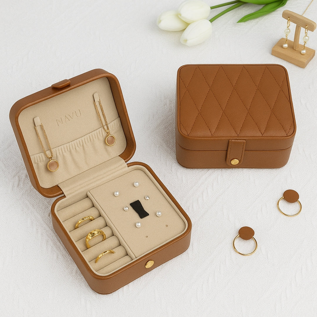 Luxury Velvet Leather Jewelry Organizer Box