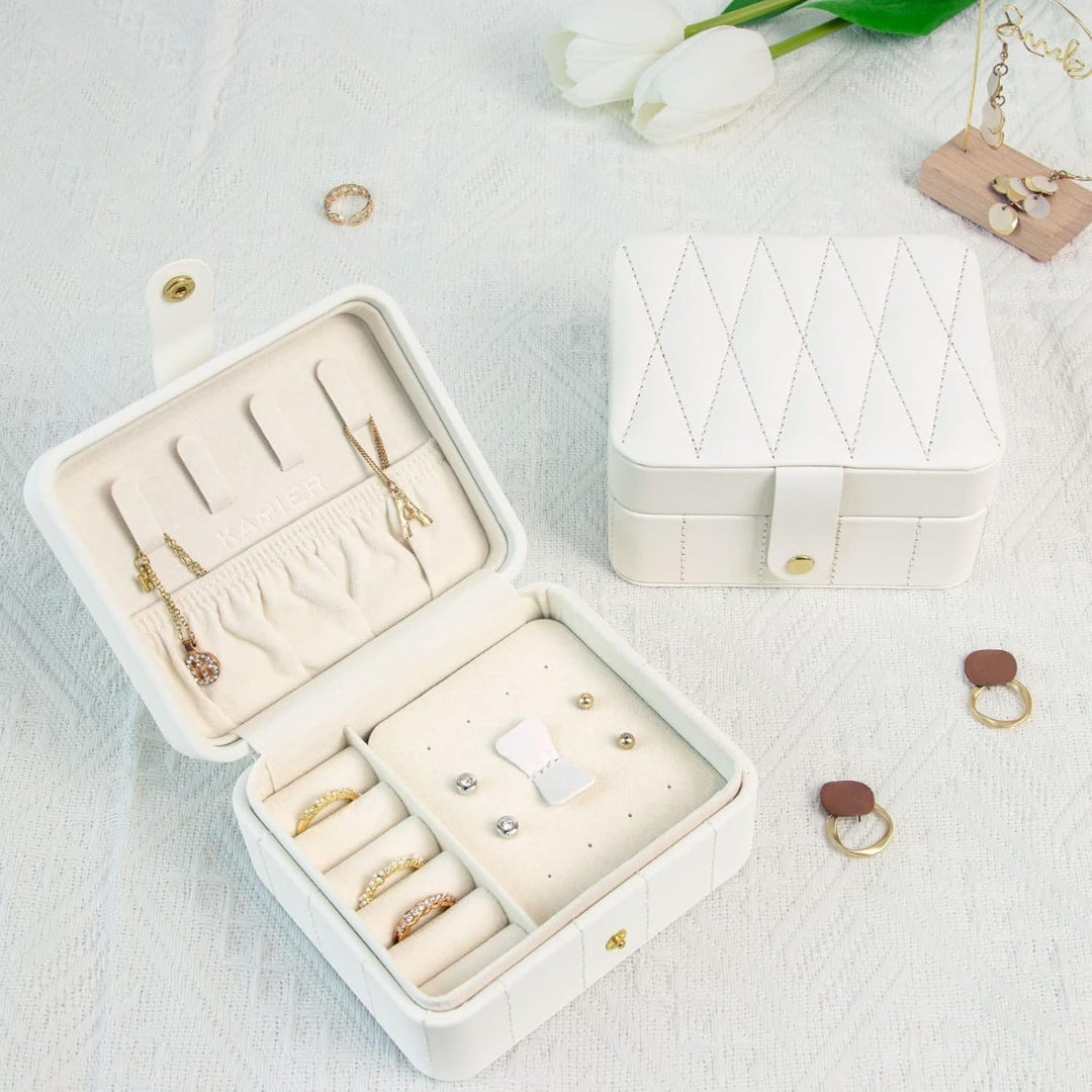 Luxury Velvet Leather Jewelry Organizer Box