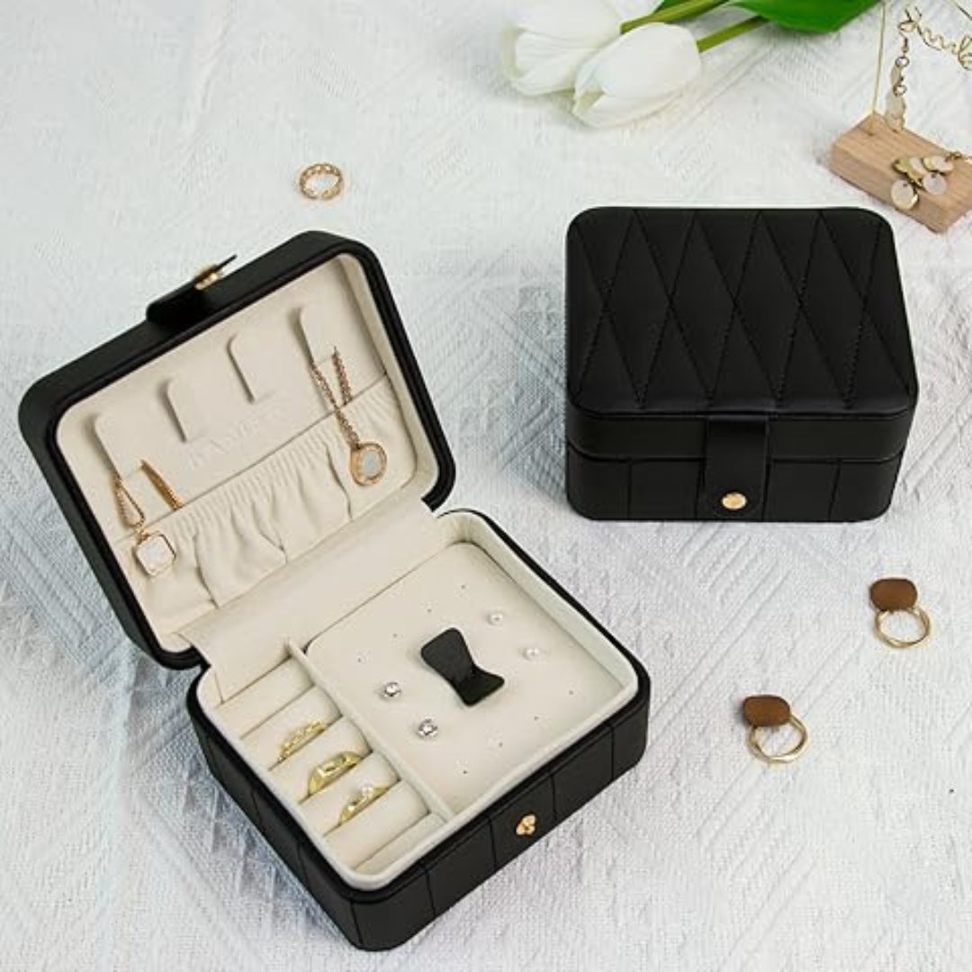 Luxury Velvet Leather Jewelry Organizer Box