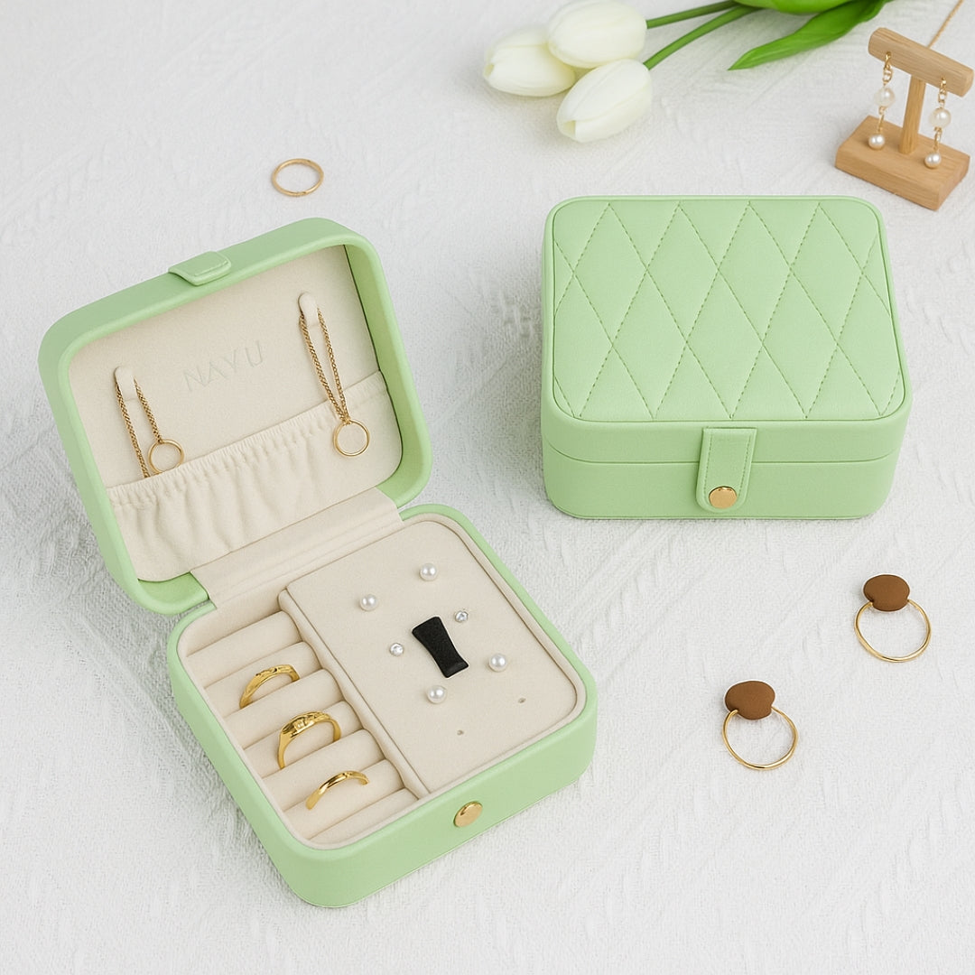 Luxury Velvet Leather Jewelry Organizer Box