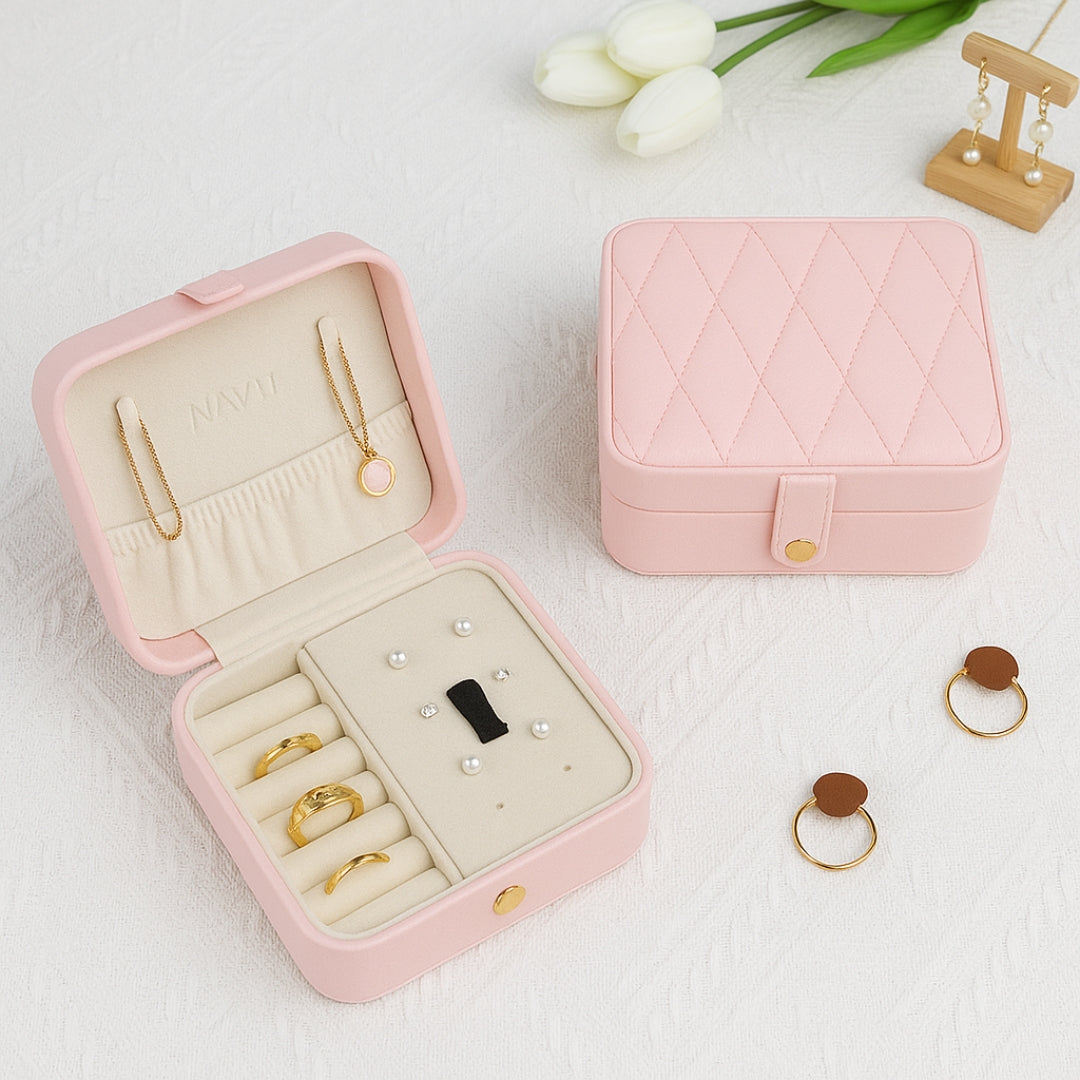 Luxury Velvet Leather Jewelry Organizer Box