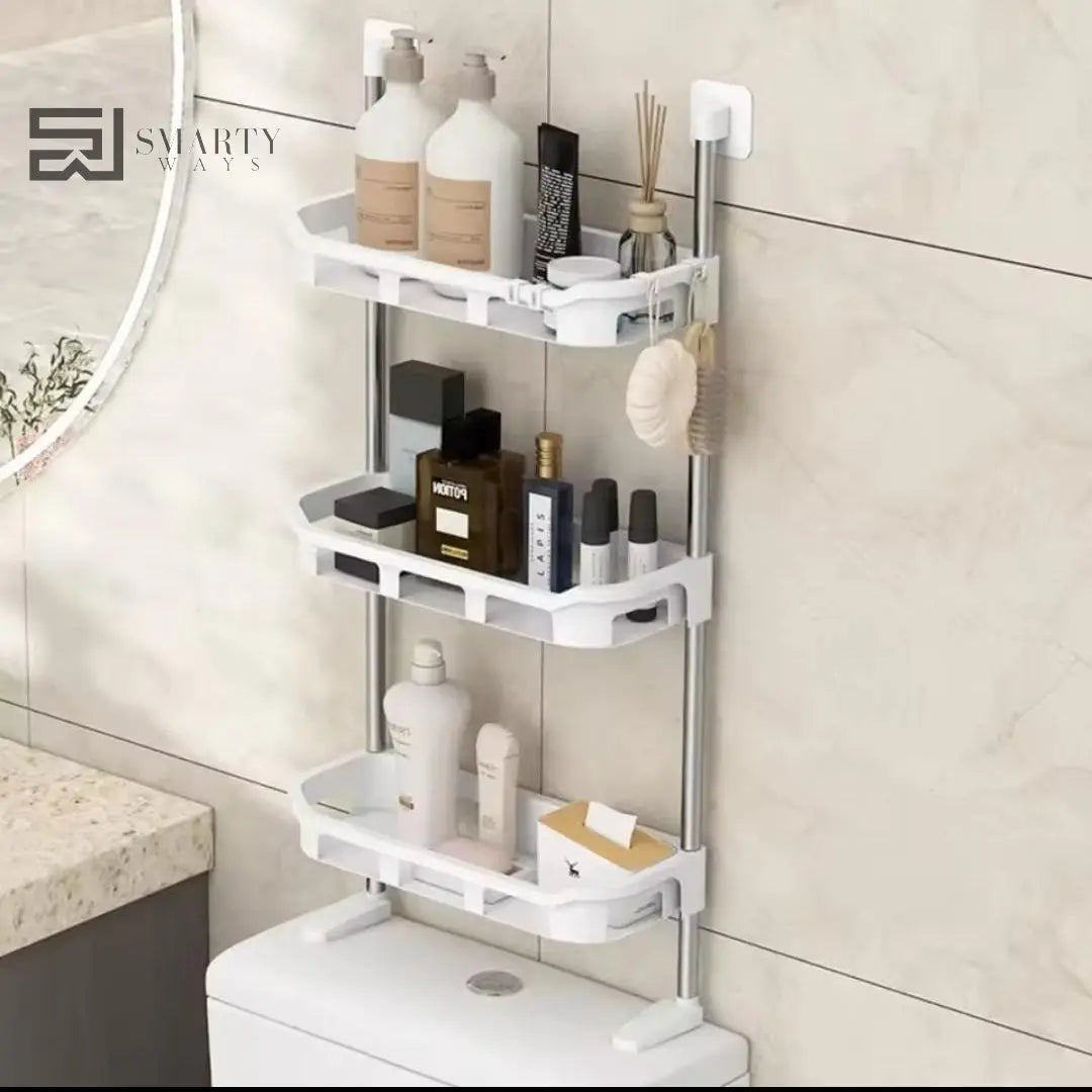 Wall-Mounted Over the Commode Storage Rack – 3-Tier Bathroom Organizer Smarty Ways